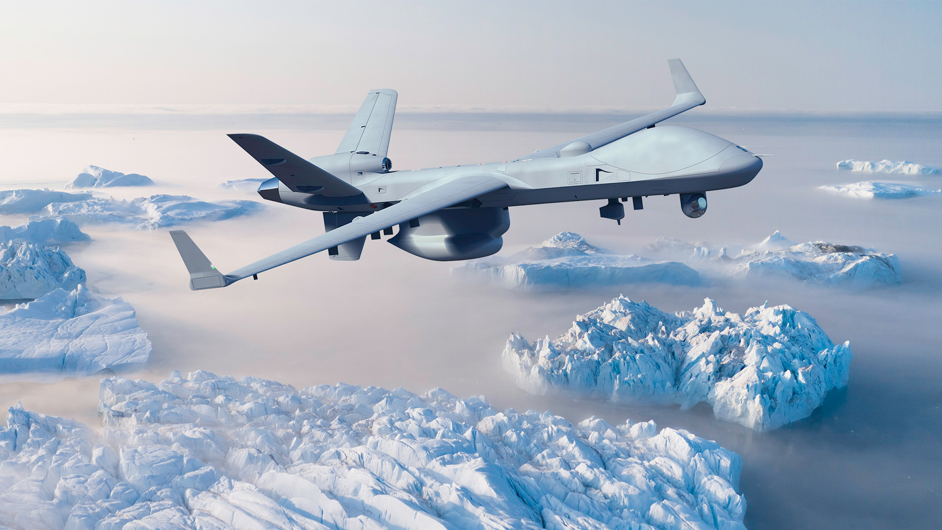 Artist rendering of MQ-9B SeaGuardian patrolling the Arctic. Image: GA-ASI