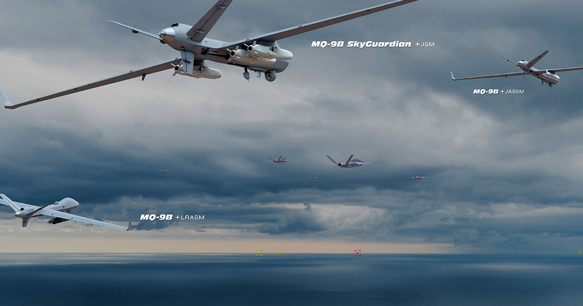 GA-ASI render of long-range weapons on MQ-9B